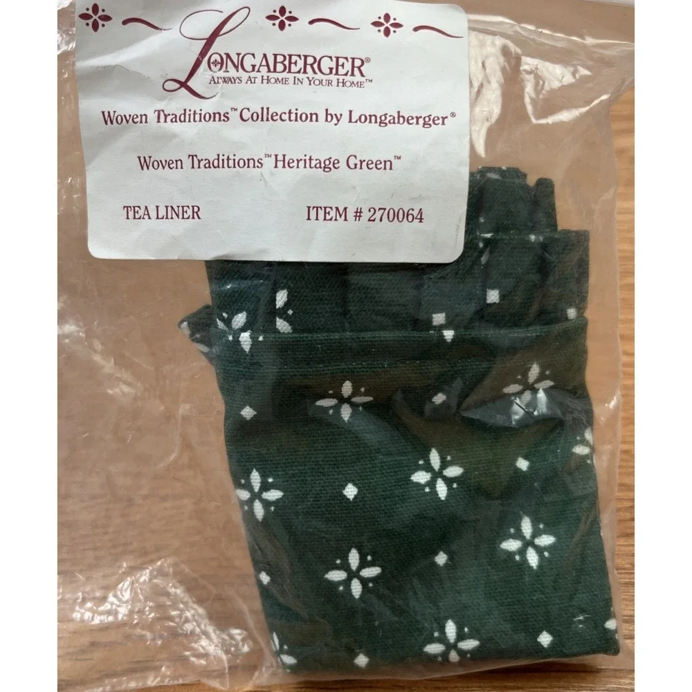Longaberger Woven Traditions Heritage Green Liner for Tea Basket 270064 NEW